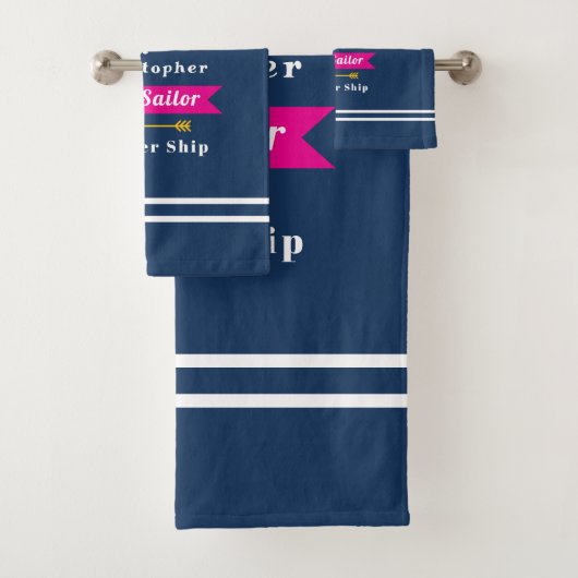 Nautical Best Sailor Navy Bad Handdoek (Insitu)