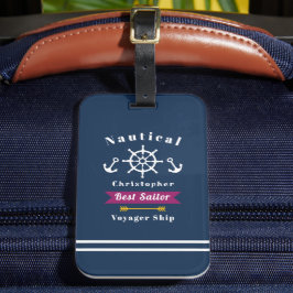 Nautical Best Sailor Navy Bagagelabel