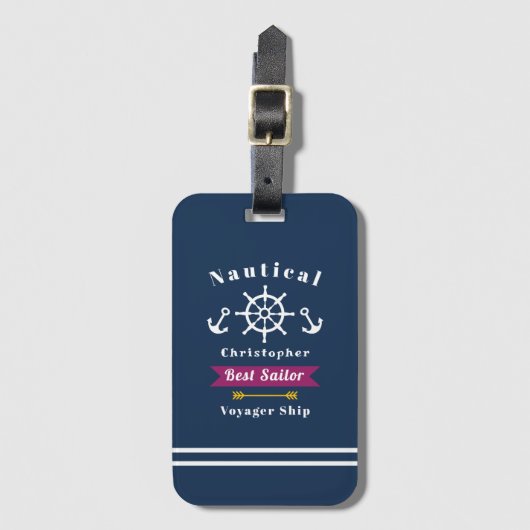 Nautical Best Sailor Navy Bagagelabel (Voorkant (verticaal))