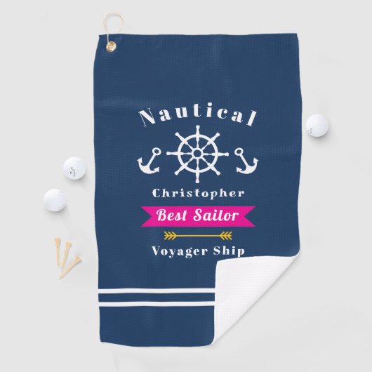 Nautical Best Sailor Navy Golfhanddoek (Insitu)