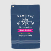 Nautical Best Sailor Navy Golfhanddoek (Voorkant)