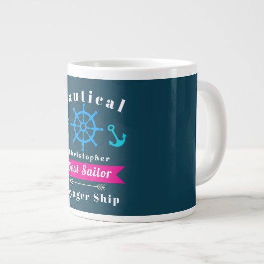 Nautical Best Sailor Navy Grote Koffiekop (Voorkant rechts)