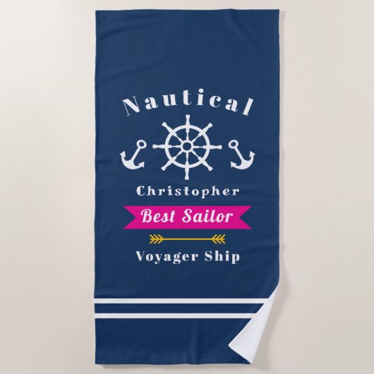 Nautical Best Sailor Navy Strandlaken (Voorkant)