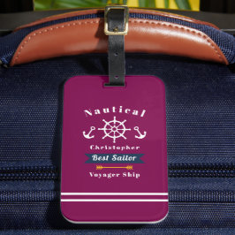 Nautical Best Sailor Red Bagagelabel