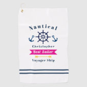 Nautical Best Sailor White Golf Handdoek (Voorkant)
