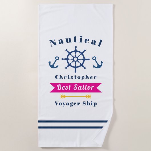Nautical Best Sailor White Strandlaken (Voorkant)