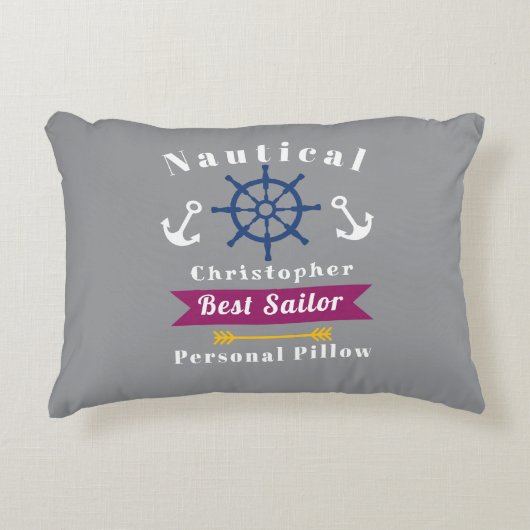 Nautical Best Sailor Wine Grey Accent Kussen (Voorkant)