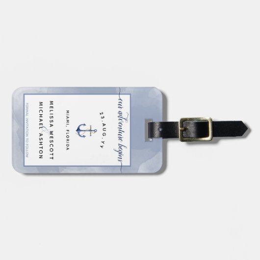 #Nautical Bestemming #Wedding De datum opslaan Bagagelabel (Voorkant horizontaal)