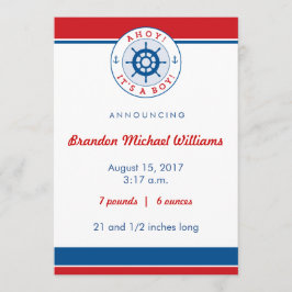 Nautical Birth Announement, Boy Aankondiging