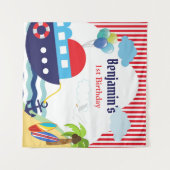 Nautical Birthday / Baby shower Backdrop Banner Wandkleed (Voorkant (horizontaal))