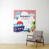 Nautical Birthday / Baby shower Backdrop Banner Wandkleed (In situ)