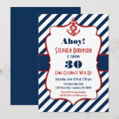 Nautical Birthday Invitation - Adult Mannen Anchor Kaart (Voorkant / Achterkant)
