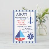 Nautical Birthday Invitation Anchor and Sail Boat Kaart (Staand voorkant)
