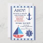 Nautical Birthday Invitation Anchor and Sail Boat Kaart (Voorkant)