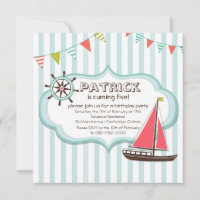 Nautical Birthday Invitation Helm and Sailboat