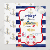 Nautical Birthday Invitation Kaart (Voorkant / Achterkant)