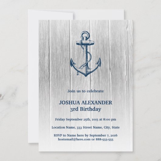 Nautical Birthday Invitation Kaart (Achterkant)