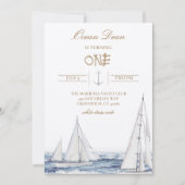Nautical Birthday Invitation Sailing Theme Uitnodi Kaart (Voorkant)