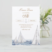 Nautical Birthday Invitation Sailing Theme Uitnodi Kaart (Staand voorkant)