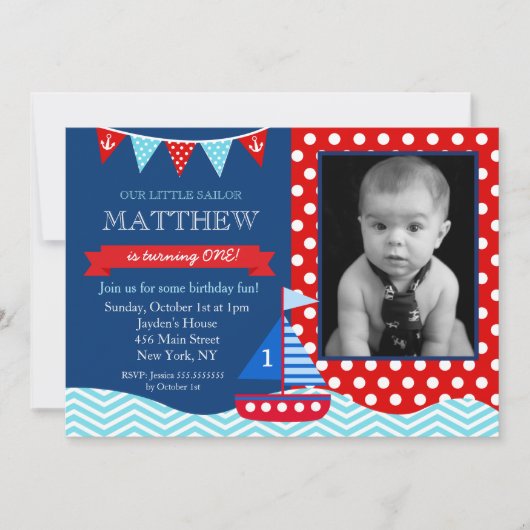 Nautical Birthday Invitations Kaart (Voorkant)