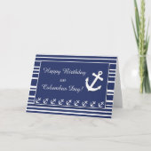 Nautical Birthday on Columbus Day, Anchor, Stripes Kaart (Voorkant)