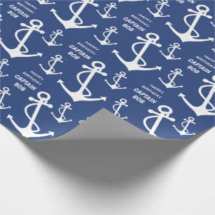Nautical Birthday Party bevat ankerpatroon Cadeaupapier
