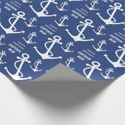 Nautical Birthday Party bevat ankerpatroon Cadeaupapier (Hoek)