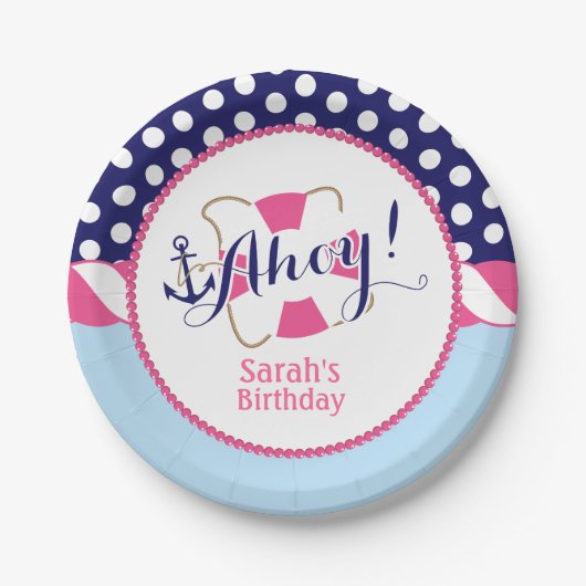 Nautical Birthday Party Borden Papieren Bordje (Voorkant)