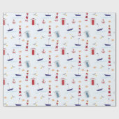 Nautical Birthday Party Invitation and accessoires Cadeaupapier (Vlak)