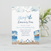 Nautical Birthday Party Invitation Kaart (Staand voorkant)