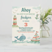 Nautical Birthday Party Invitation Kaart (Staand voorkant)