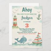 Nautical Birthday Party Invitation Kaart (Voorkant / Achterkant)