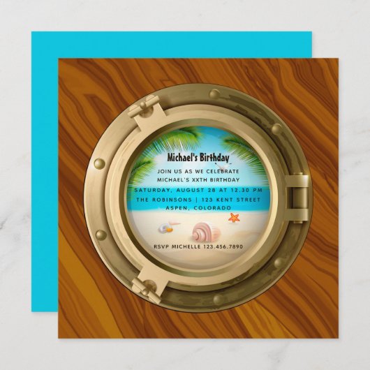 Nautical Birthday Party Invitation Kaart (Voorkant / Achterkant)