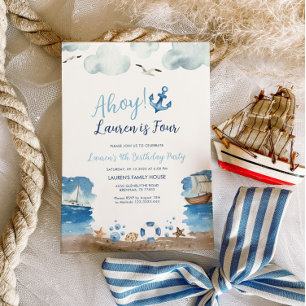 Nautical Birthday Party Invitation Kaart