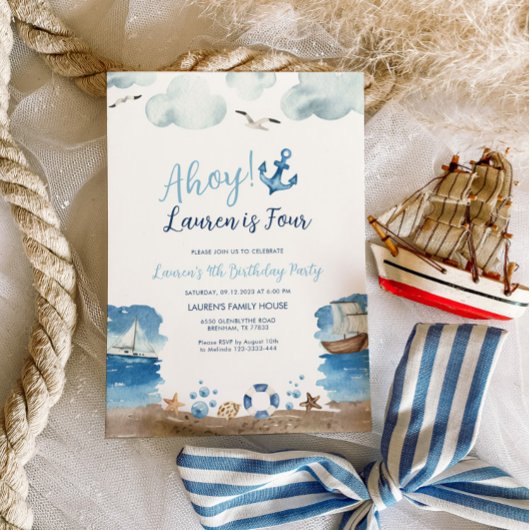 Nautical Birthday Party Invitation Kaart