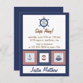 Nautical Birthday Party Kaart (Voorkant / Achterkant)