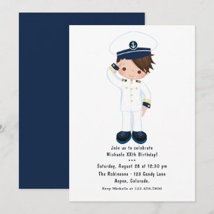 Nautical Birthday party Little Navy Boy Kaart