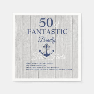Nautical Birthday Party Navy Blue Fun Facts Servet