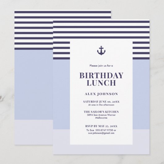 Nautical Birthday Zee Party Kaart (Voorkant / Achterkant)