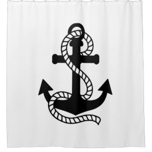 Nautical Black Anchor {kies uw kleur} Douchegordijn