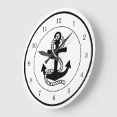 Nautical Black Anchor {kies uw kleur} Grote Klok (Hoek)