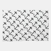 Nautical Black Anchor Pattern Theedoek (Horizontaal)