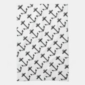 Nautical Black Anchor Pattern Theedoek (Verticaal)