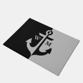 Nautical Black and Grey Anchor Monogram Doormat Deurmat (Schuin)