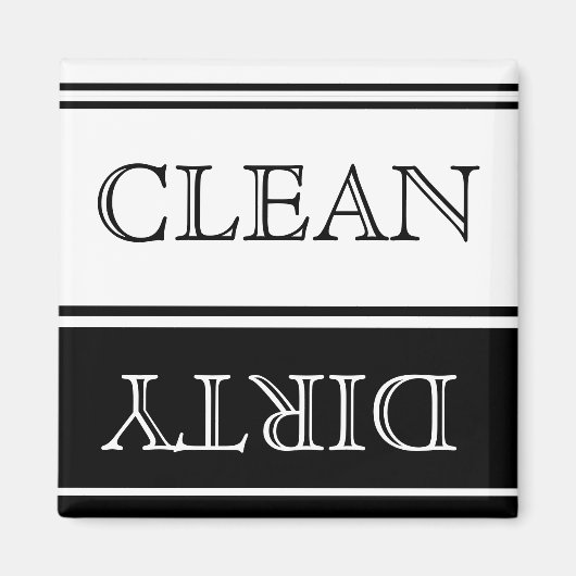 Nautical Black and White Dishwasher Dirty Clean Magneet (Voorkant)
