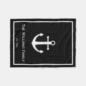 Nautical Black and White Familienaam ingesteld Fleece Deken (Voorkant (Horizontaal))