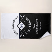 Nautical Black and White Monogram Lake House Strandlaken (Voorkant)