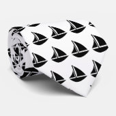 Nautical Black and White Sailboat Pattern Stropdas (Opgerold)