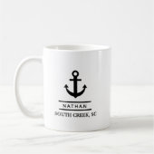 Nautical Black Custom Boot Naam Koffiemok (Links)