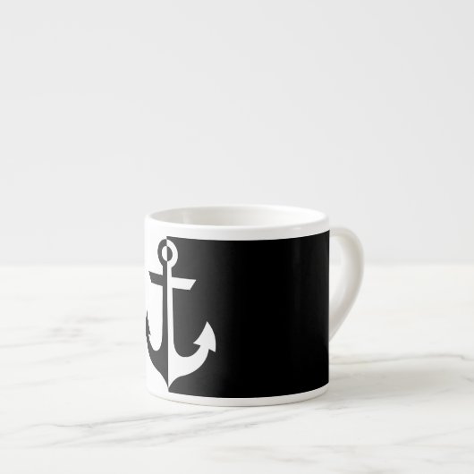 Nautical Black en White Anchor {kies uw kleur} Espresso Kop (Voorkant rechts)